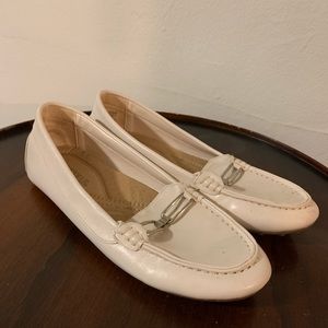 White Leather Flats